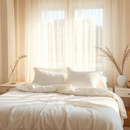 Comfortable bedroom with mattress and bedding